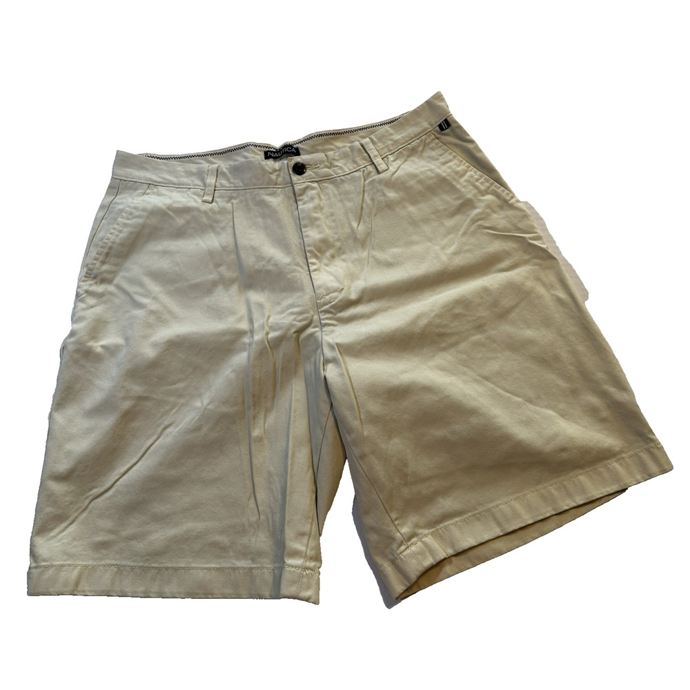Nautica Chino Shorts, Lime/Yellow Sz 36w Cotton Golf Preppy Casual Bright